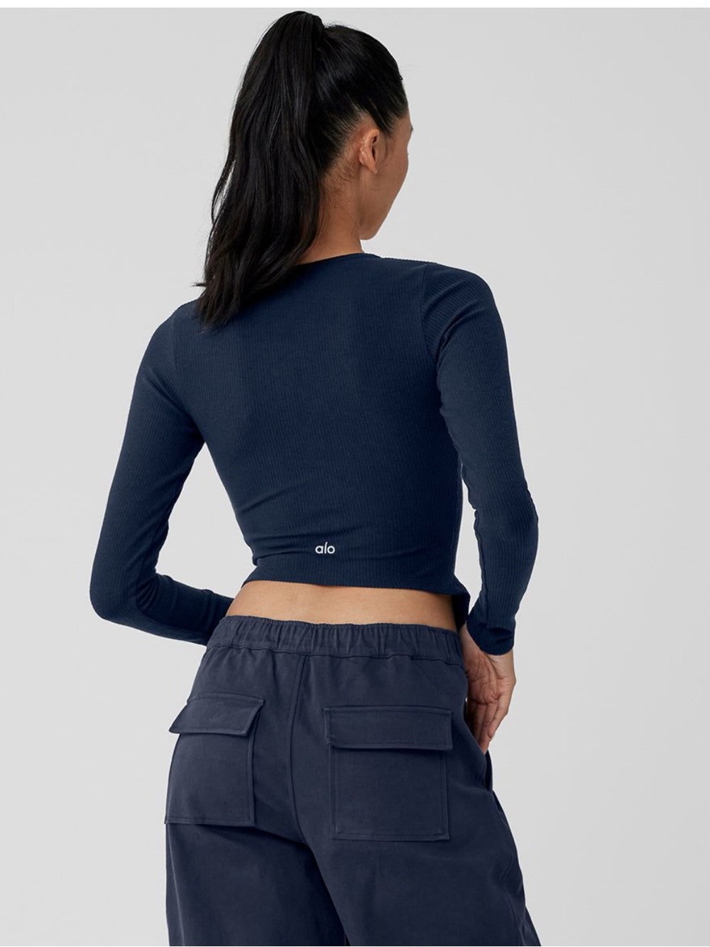 Alo Yoga Ribbed Stardust Jacket in Navy. Size XS. - Picture 2 of 4